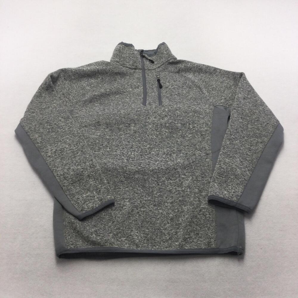 Beverly Hills Polo Club Sweater Mens Small Gray 1/4 Zip Mock Neck Fleece Pocket